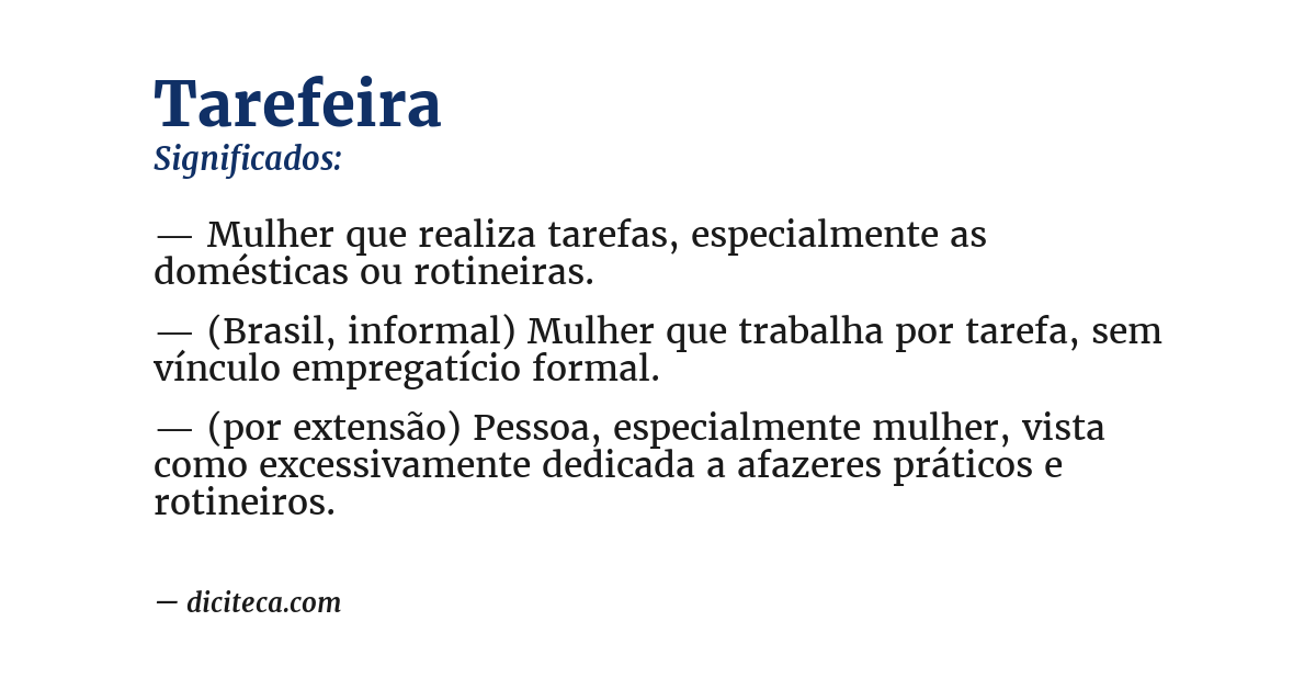 Significado de tarefeira
