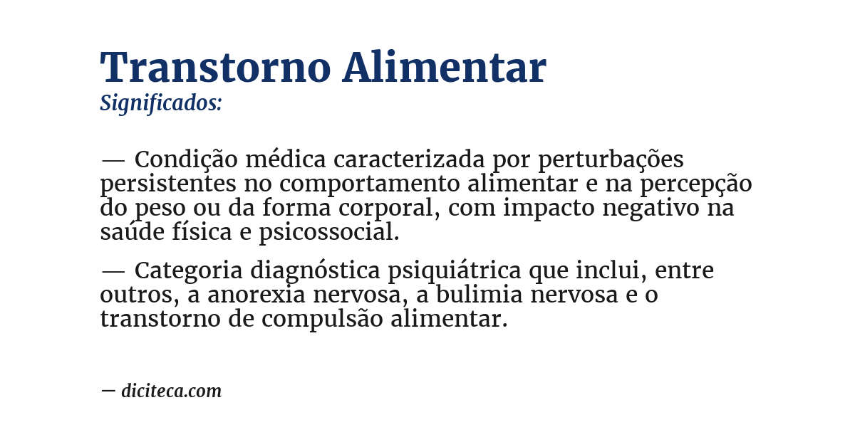 Significado de transtorno alimentar