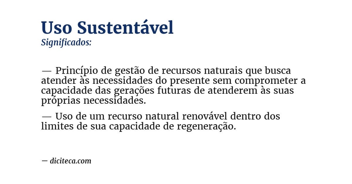 Significado de uso sustentável