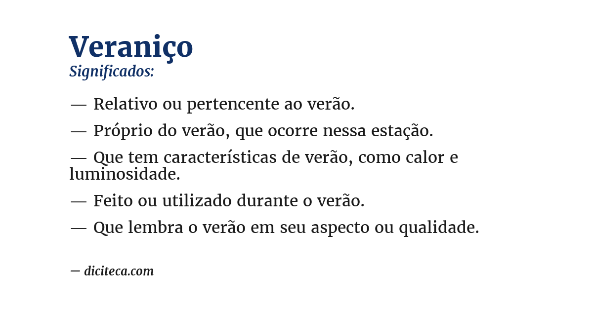 Significado de veraniço