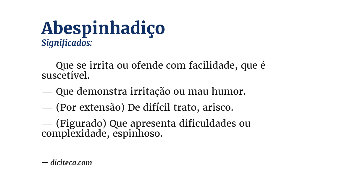 Significado de abespinhadiço