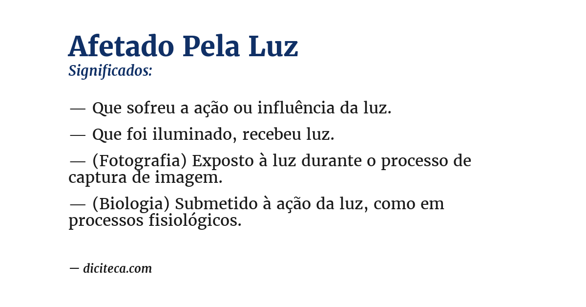 Significado de afetado pela luz