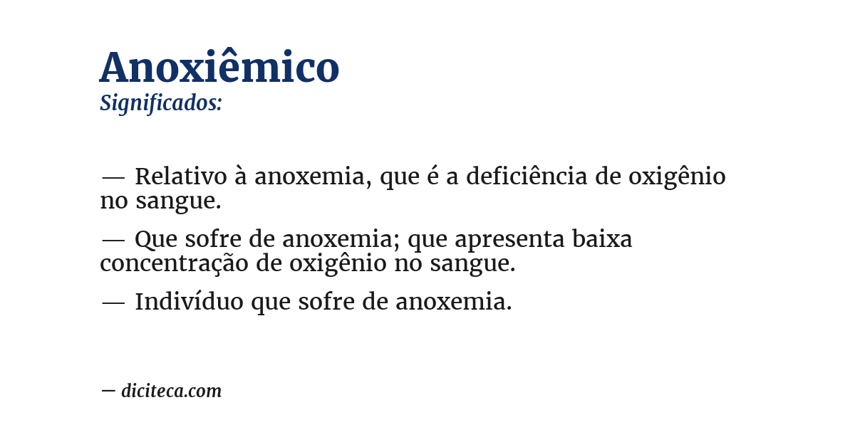 Significado de anoxiêmico
