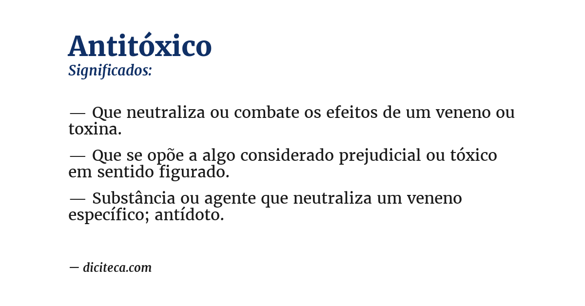 Significado de antitóxico