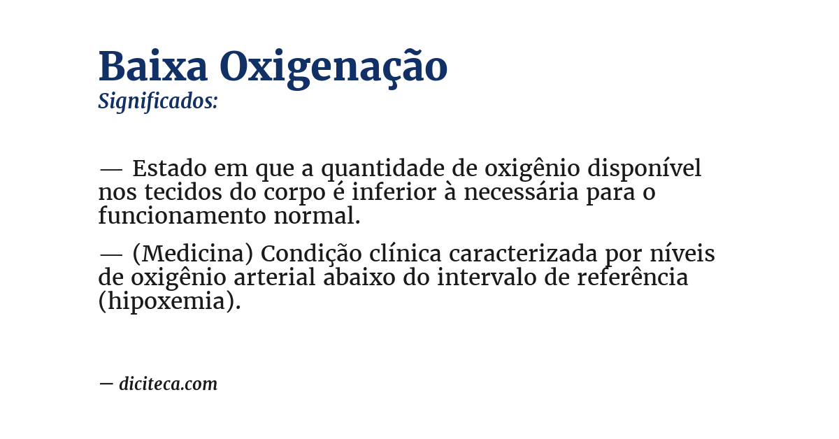 Significado de baixa oxigenação