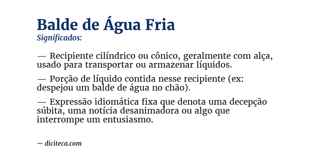 Significado de balde de água fria