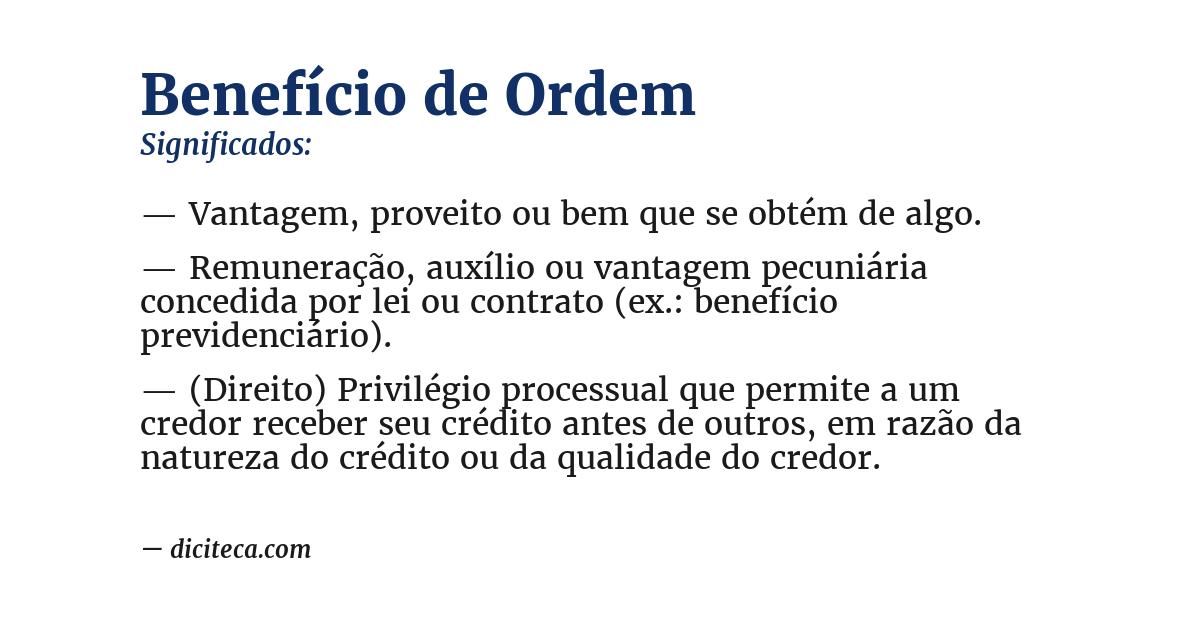 Significado de benefício de ordem