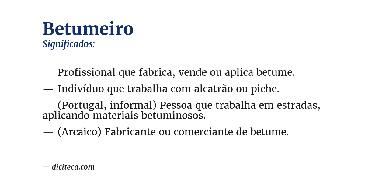 Significado de betumeiro