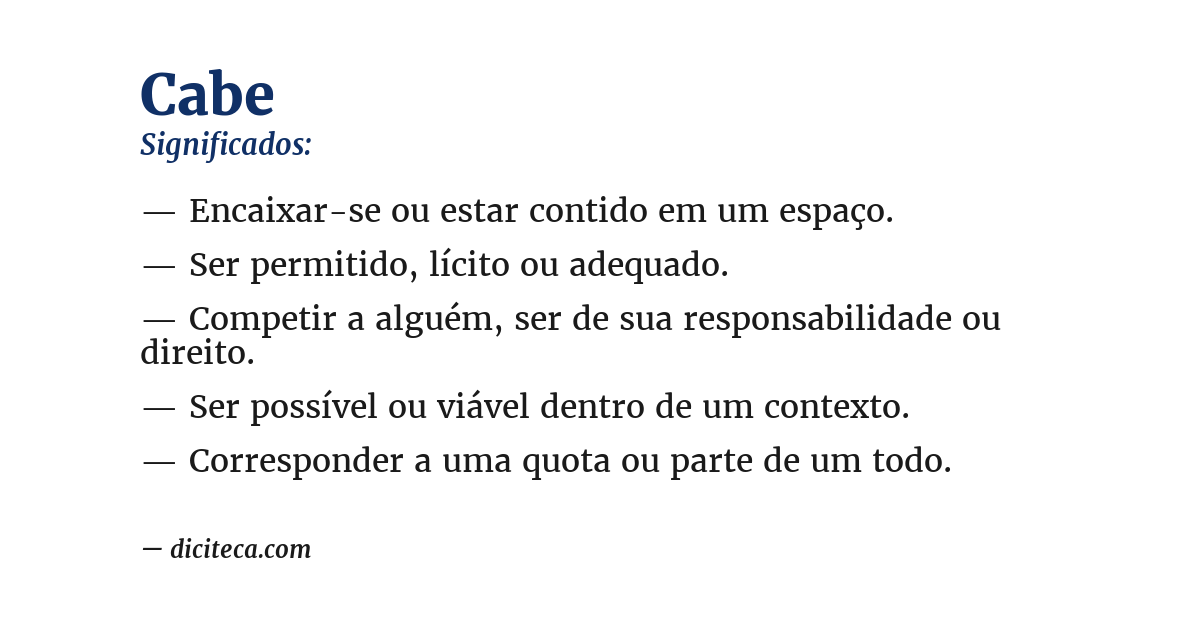 Significado de cabe