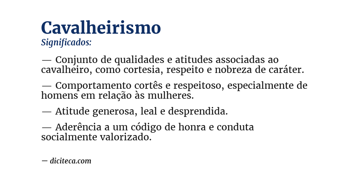 Significado de cavalheirismo