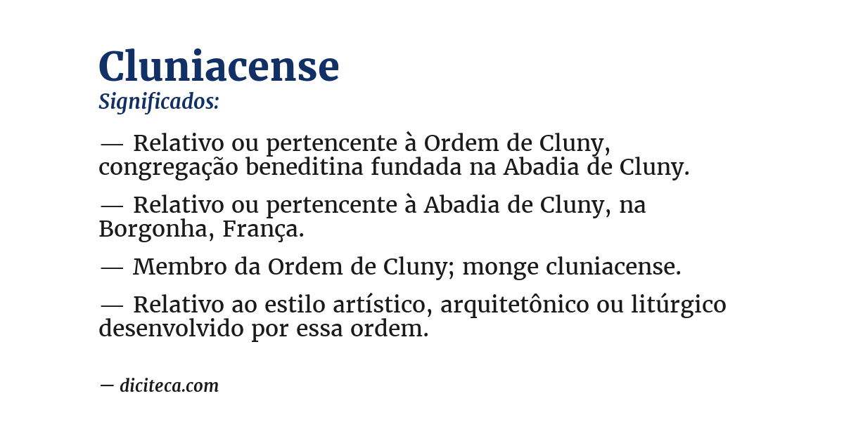 Significado de cluniacense