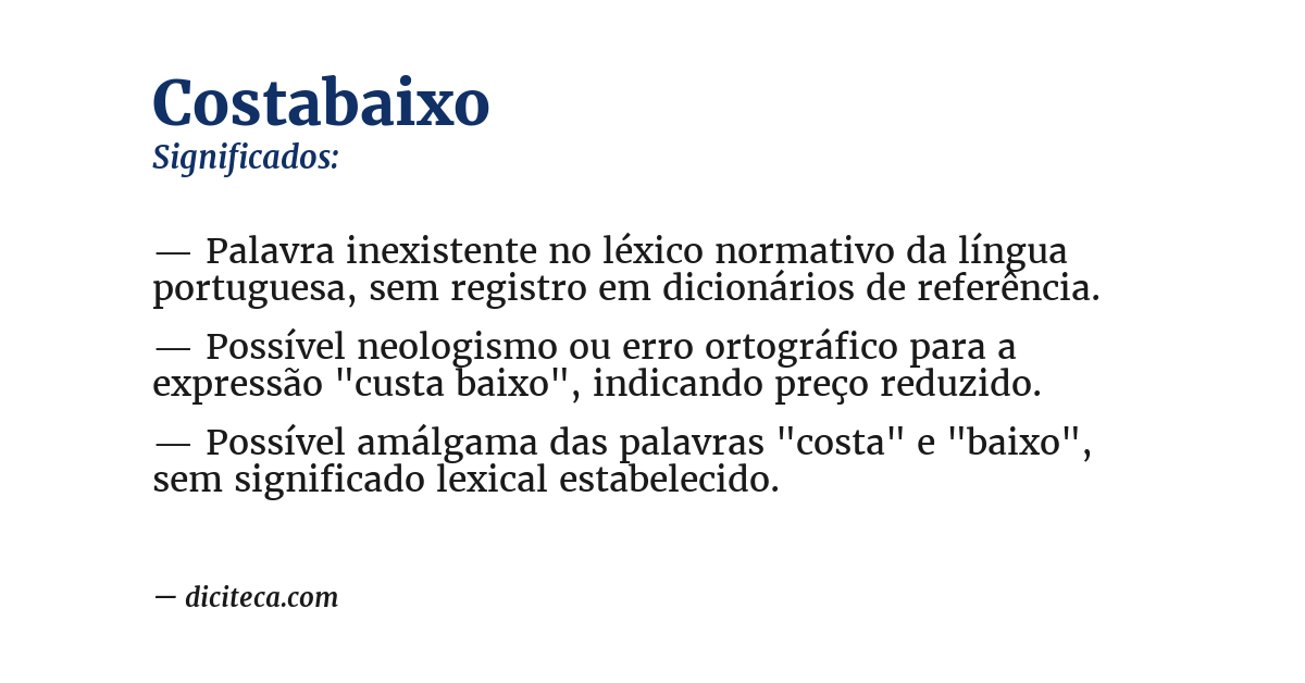 Significado de costabaixo