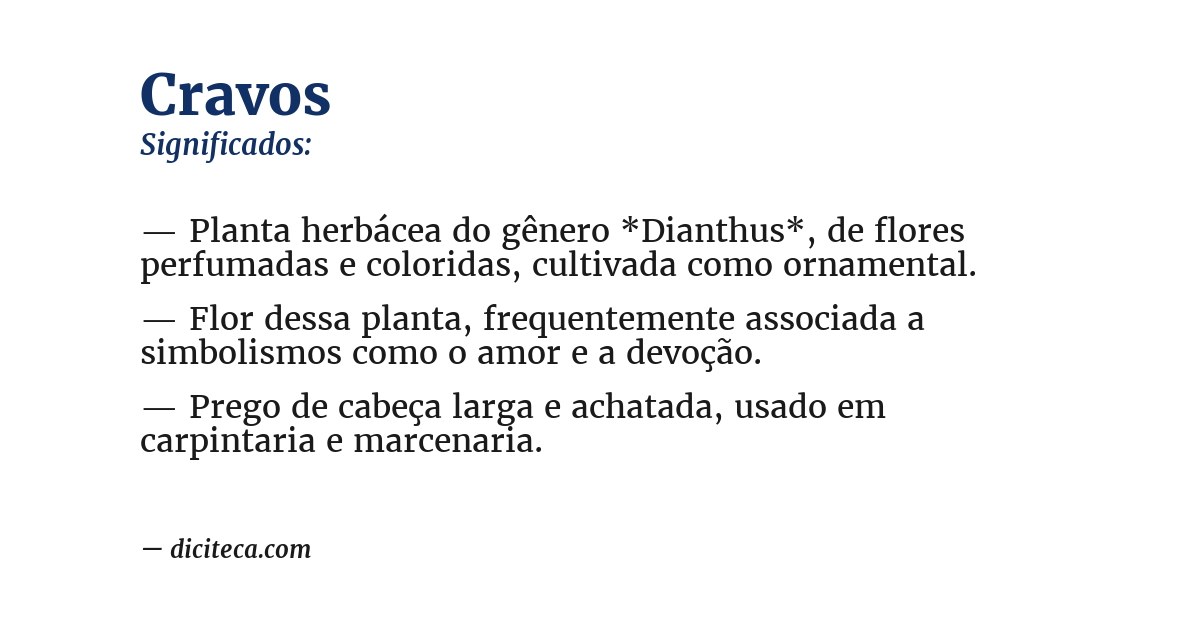Significado de cravos
