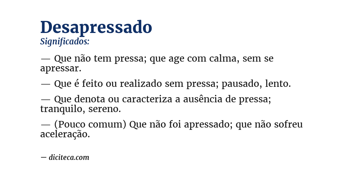 Significado de desapressado