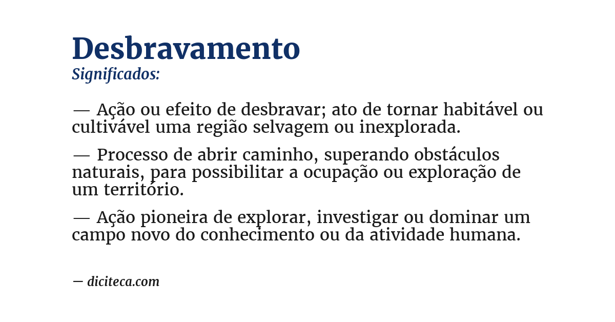 Significado de desbravamento