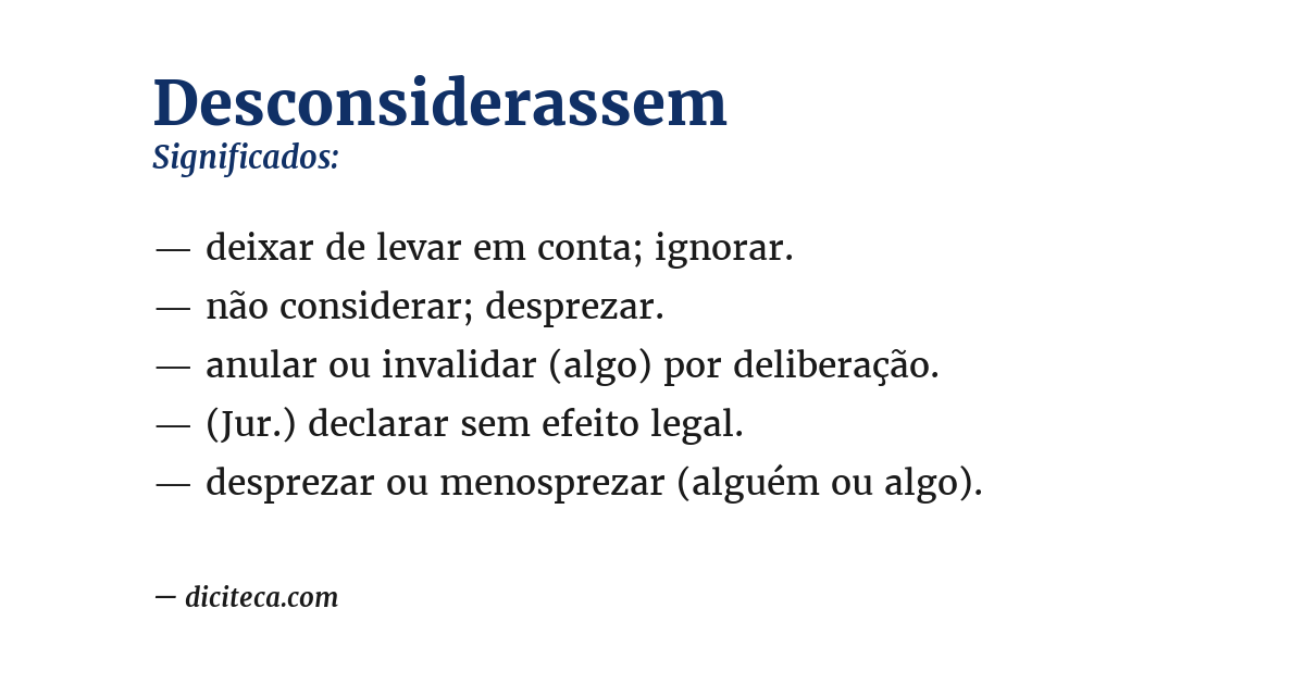 Significado de desconsiderassem