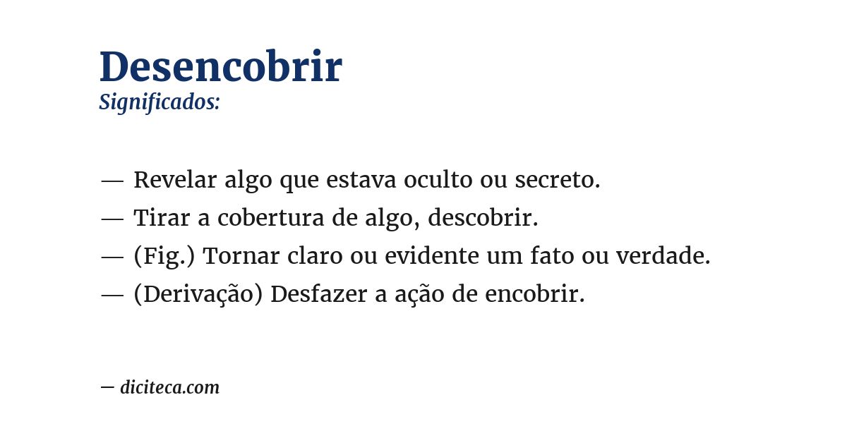 Significado de desencobrir