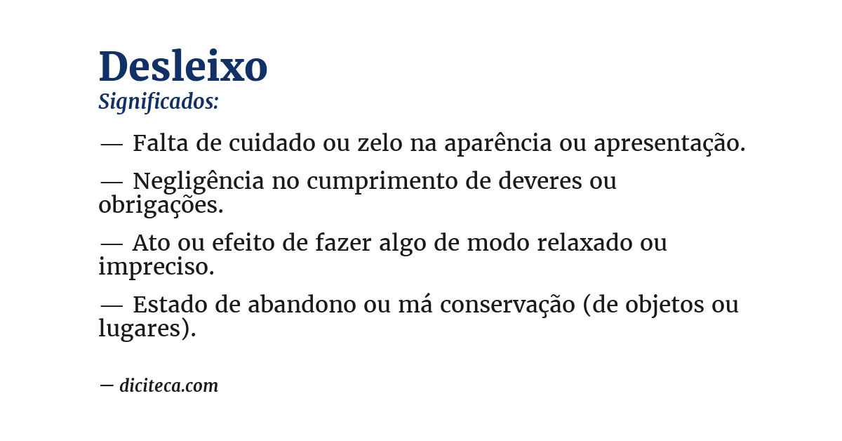Significado de desleixo
