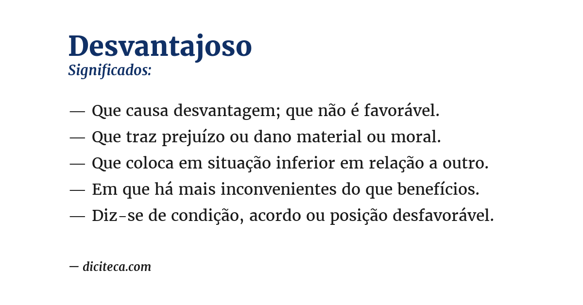 Significado de desvantajoso