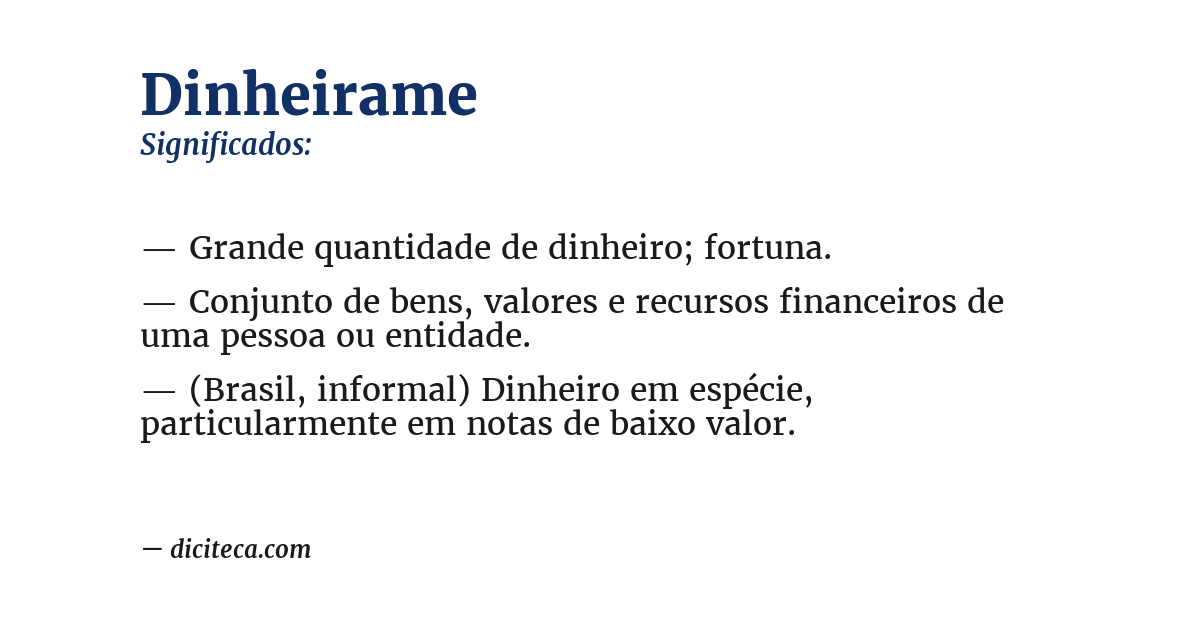 Significado de dinheirame