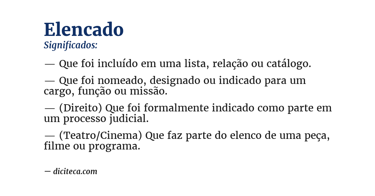 Significado de elencado