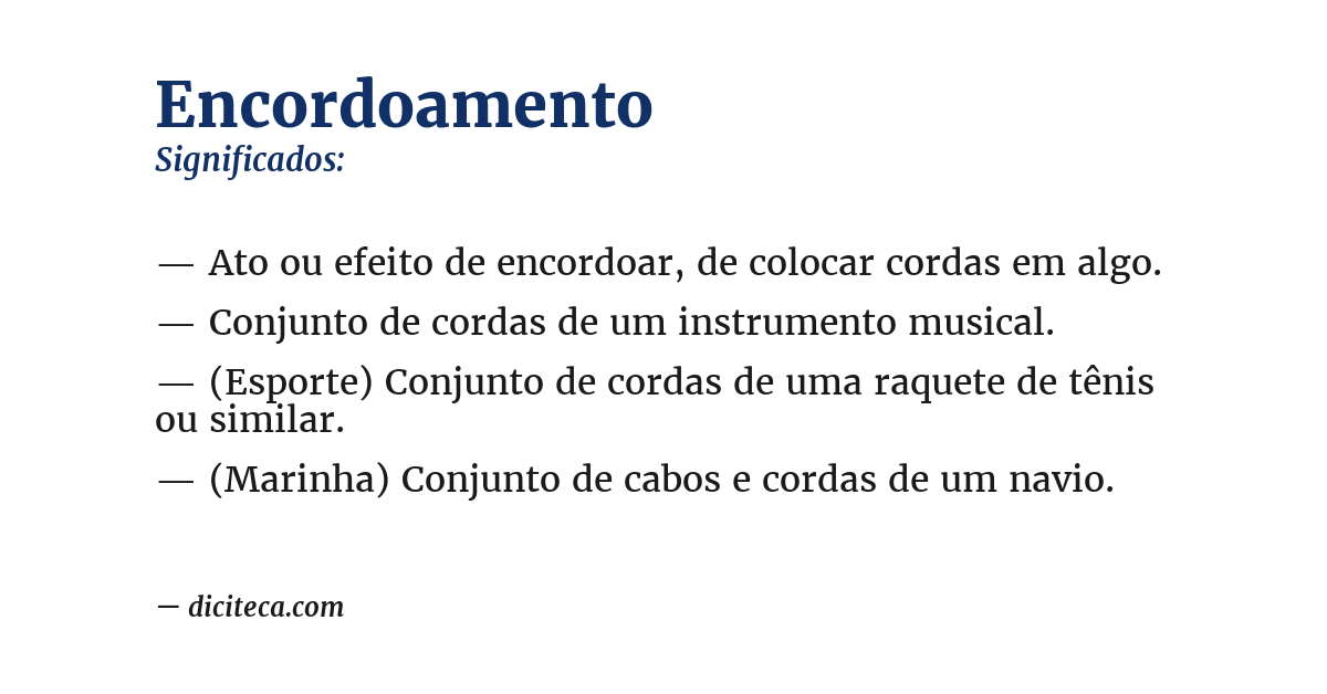 Significado de encordoamento