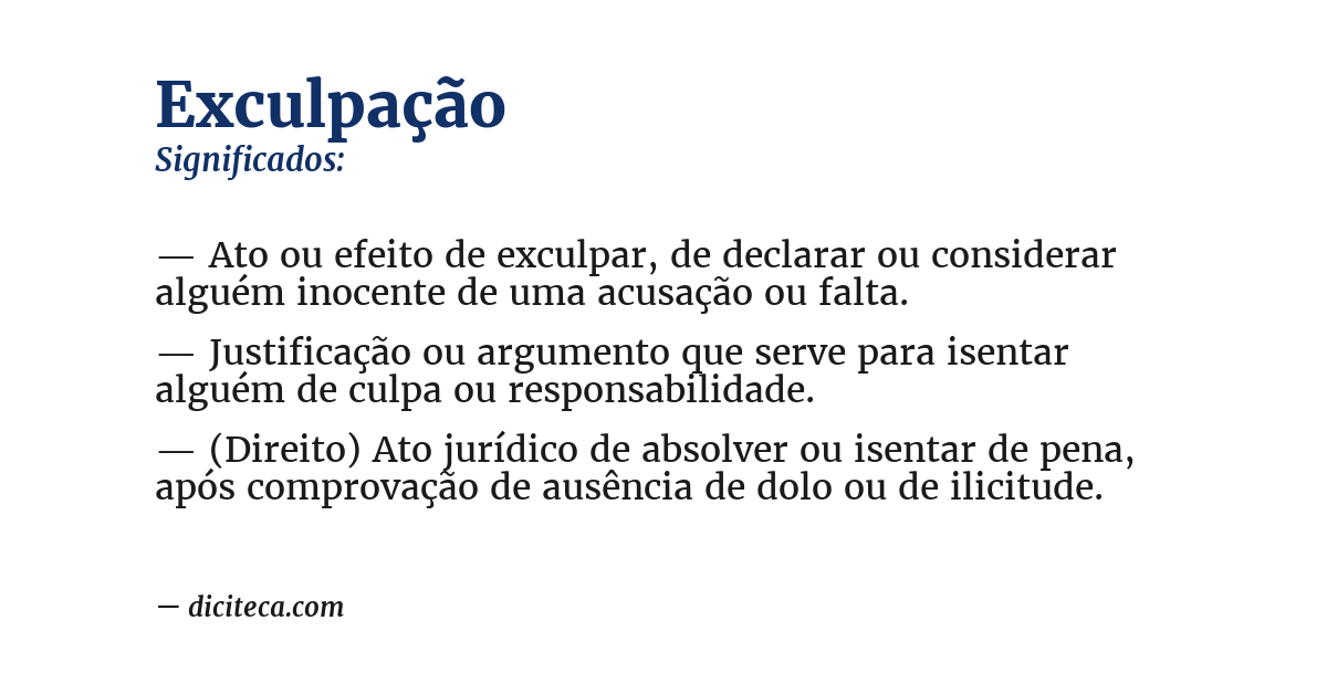 Significado de exculpação