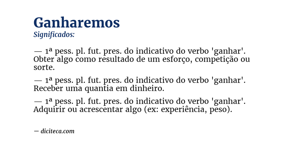 Significado de ganharemos