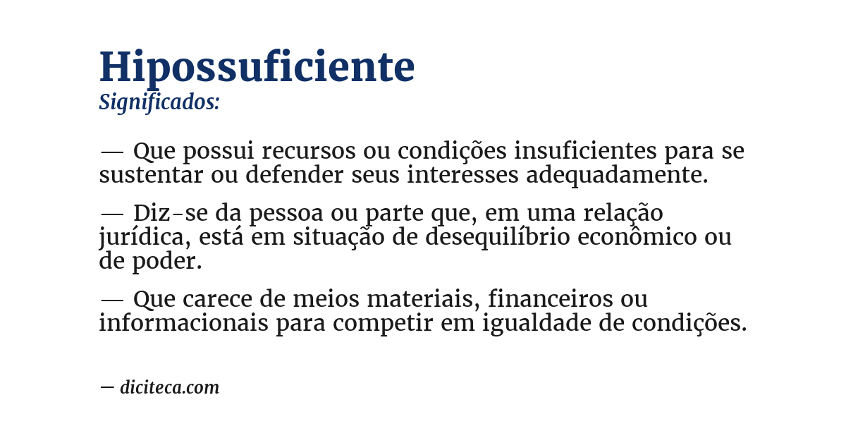 Significado de hipossuficiente