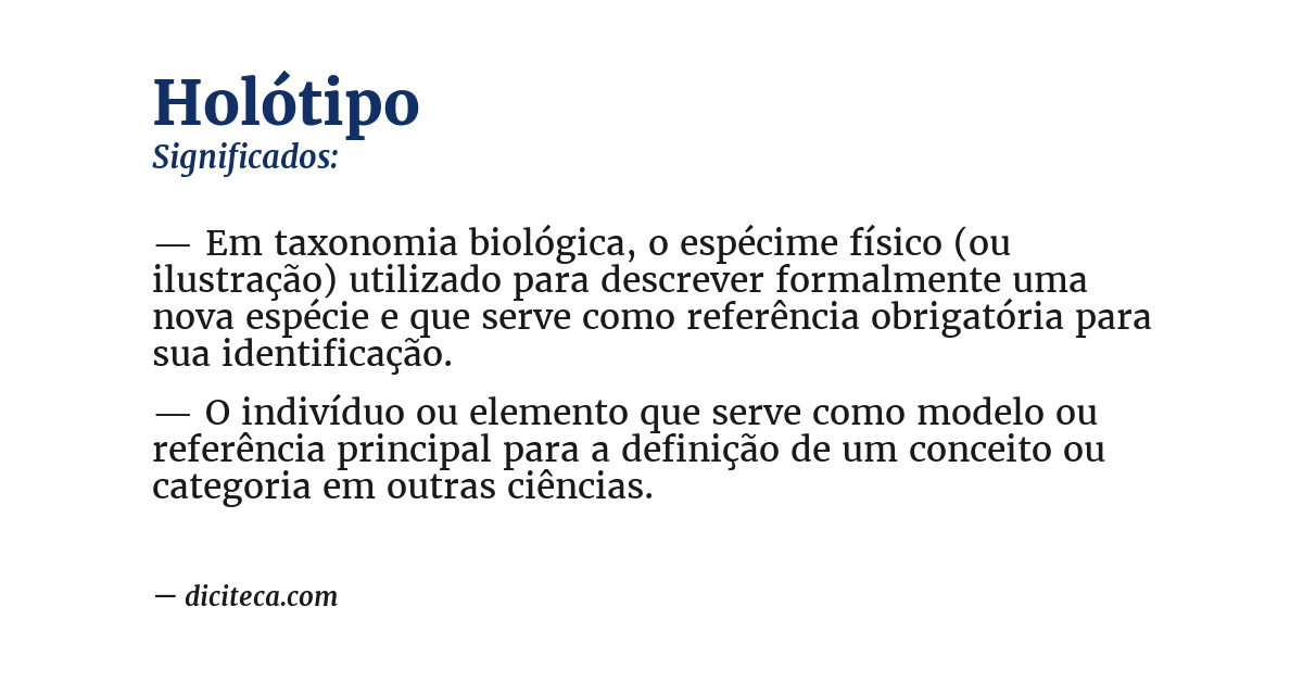 Significado de holótipo