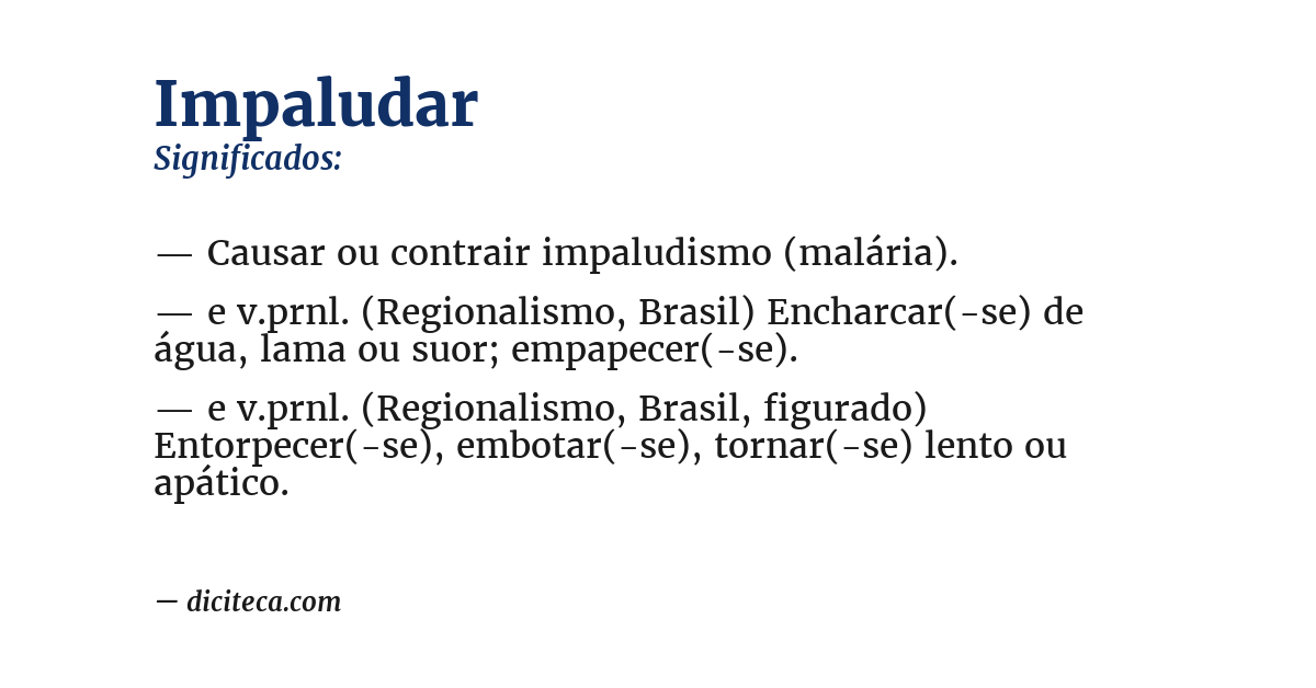 Significado de impaludar