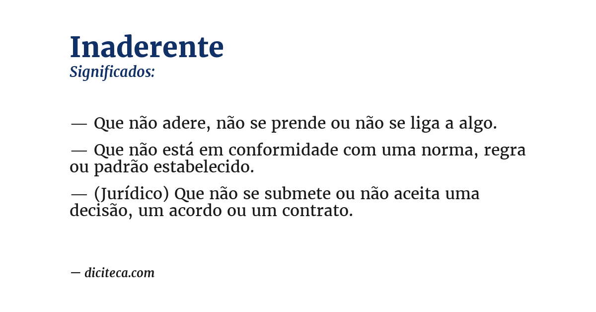 Significado de inaderente