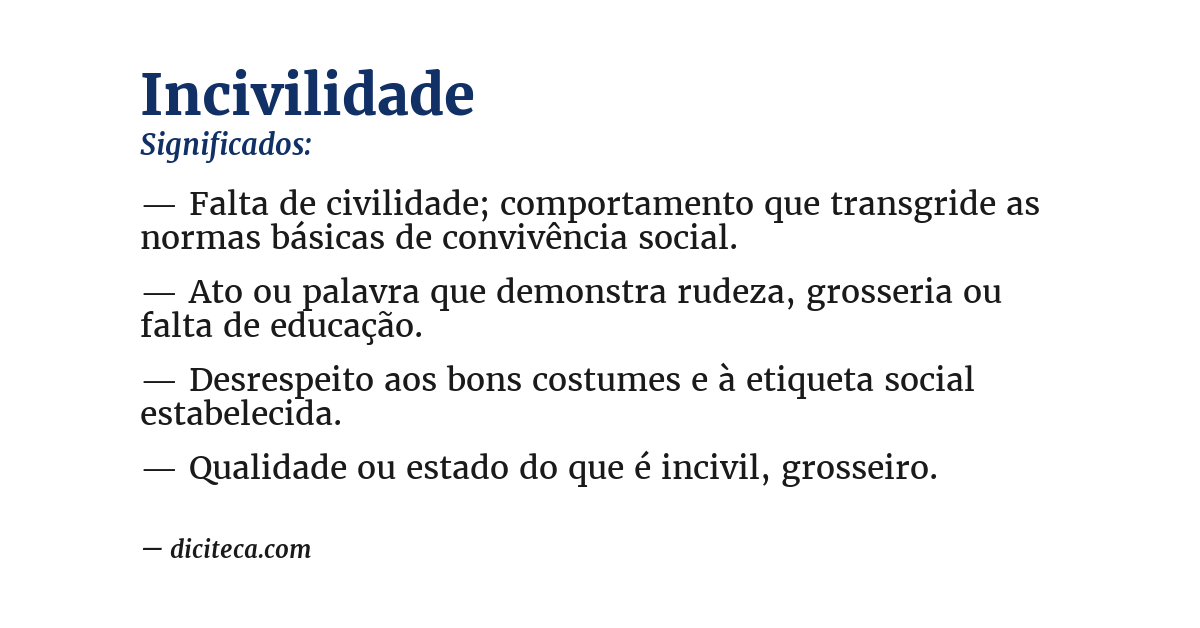 Significado de incivilidade