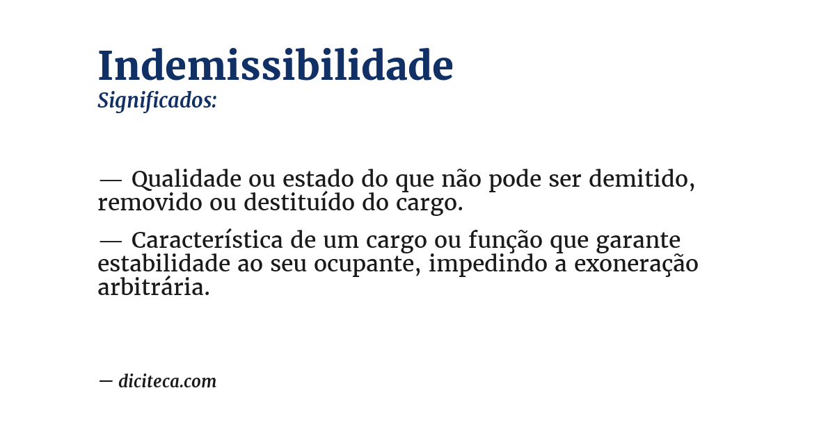 Significado de indemissibilidade