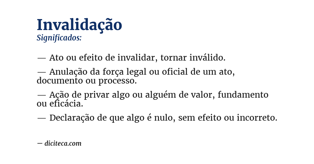 Significado de invalidação