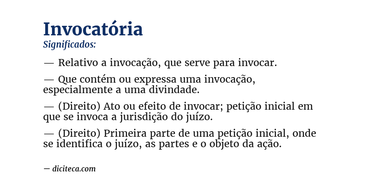 Significado de invocatória