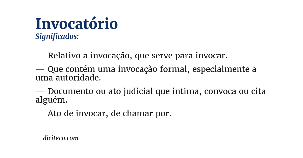 Significado de invocatório