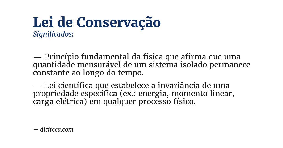 Significado de lei de conservação
