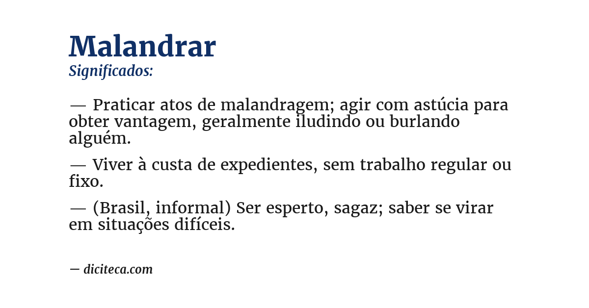 Significado de malandrar