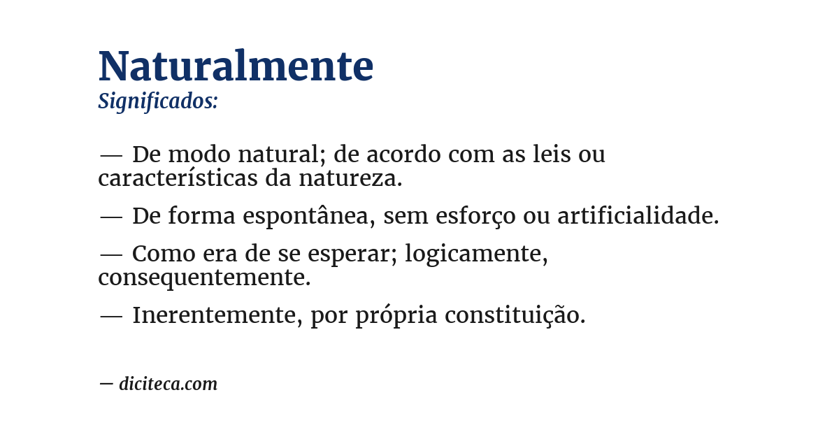 Significado de naturalmente