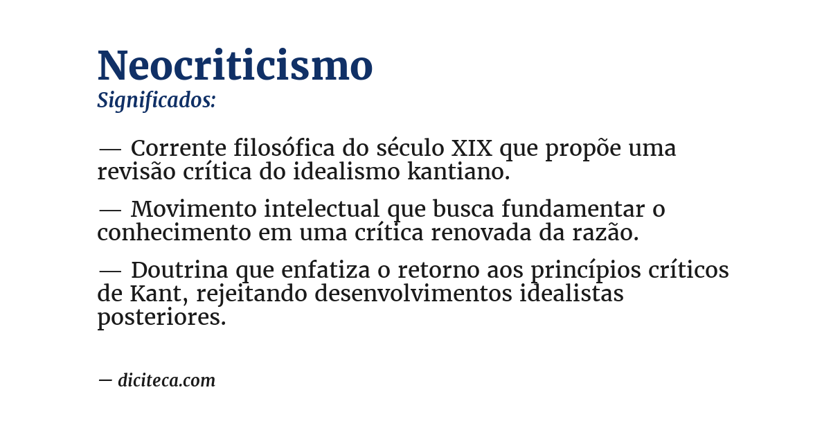 Significado de neocriticismo