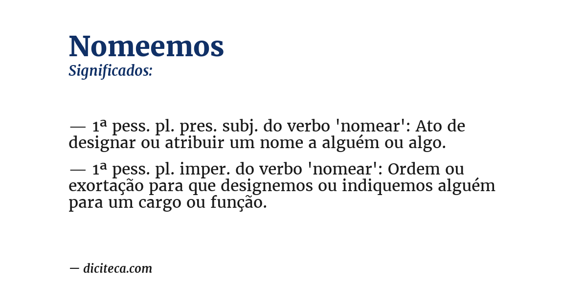 Significado de nomeemos