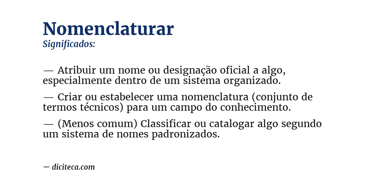 Significado de nomenclaturar