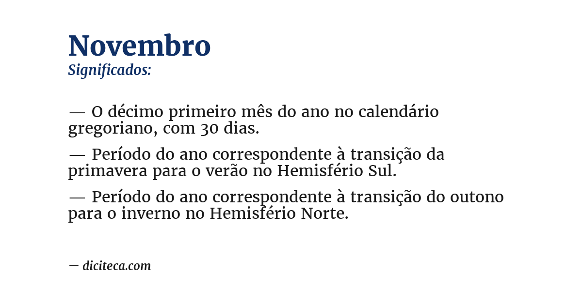 Significado de novembro