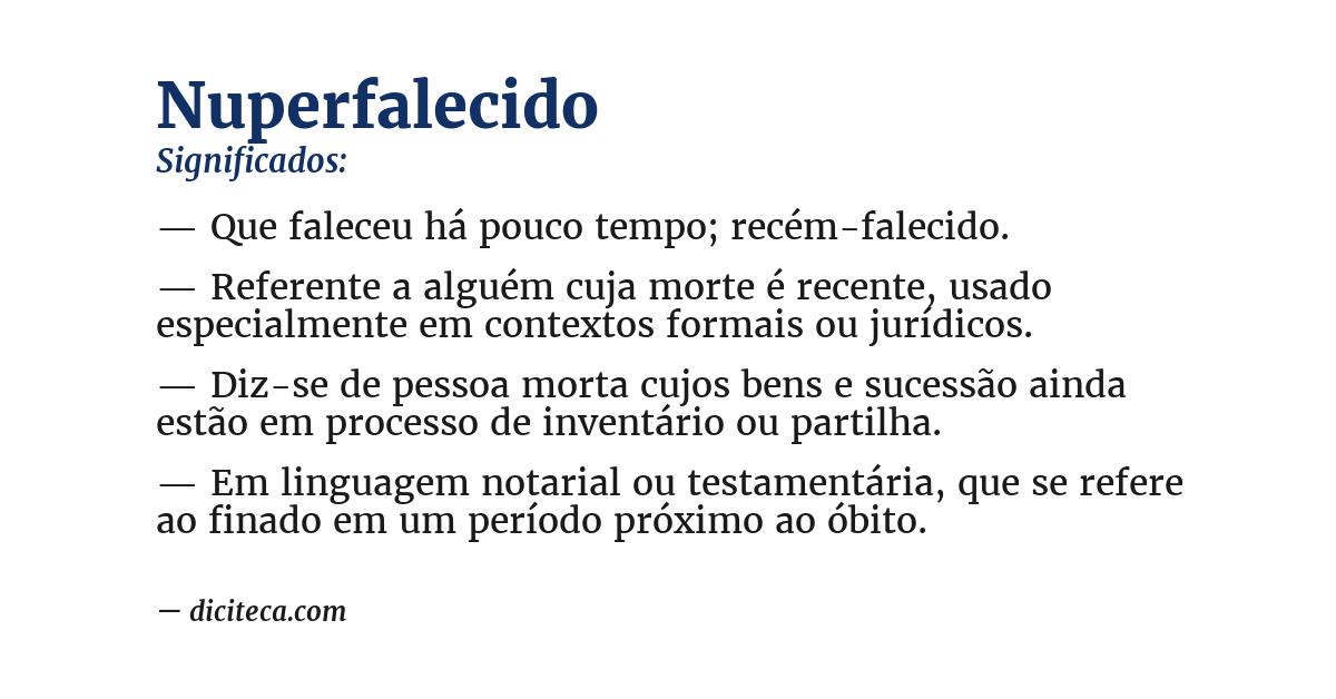 Significado de nuperfalecido