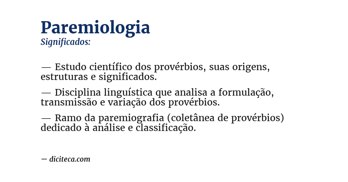 Significado de paremiologia