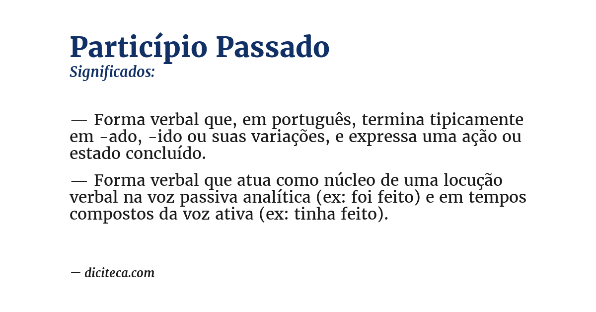 Significado de particípio passado