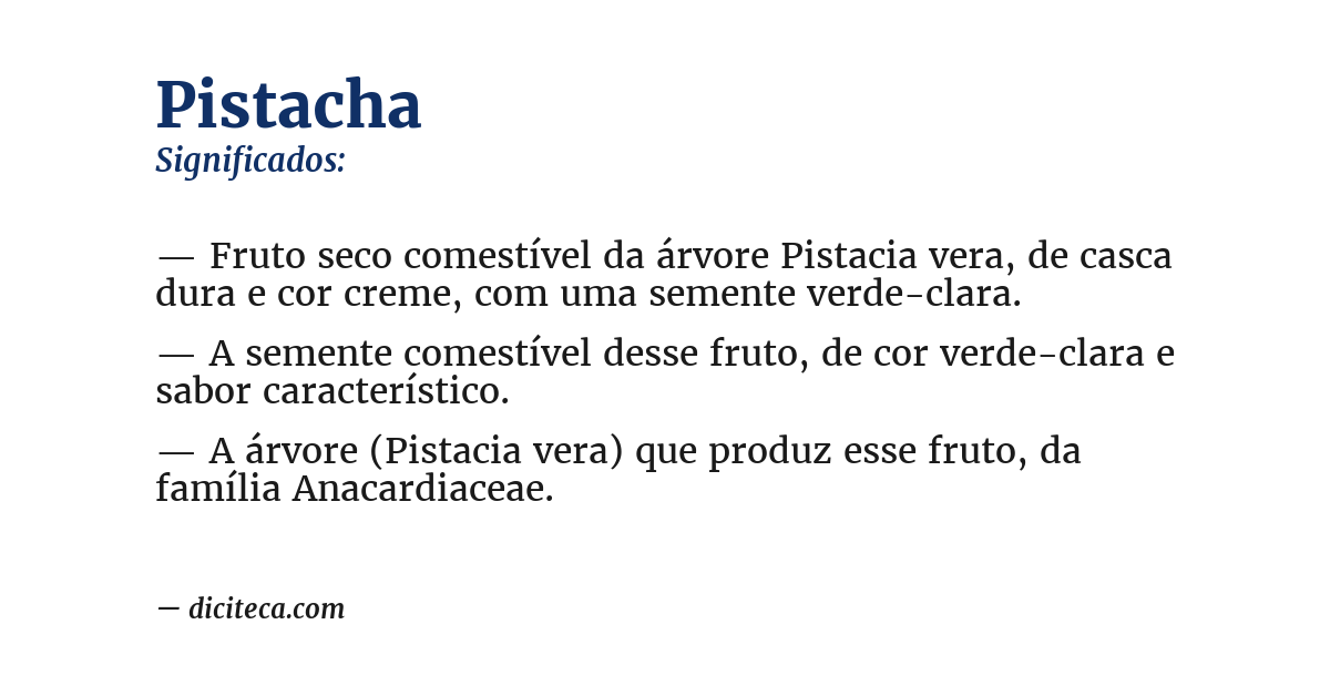 Significado de pistacha