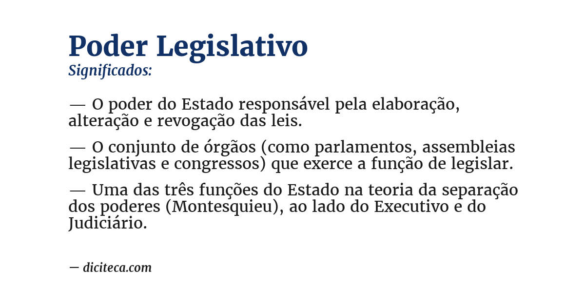 Significado de poder legislativo