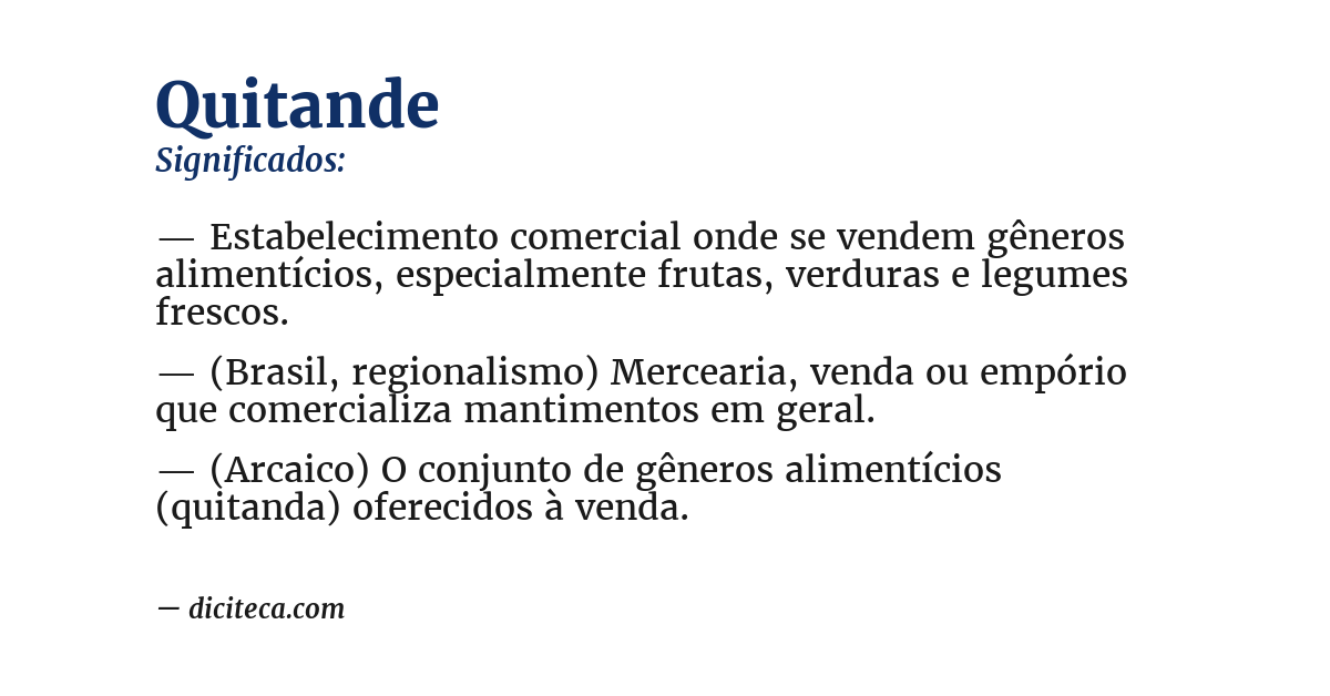 Significado de quitande